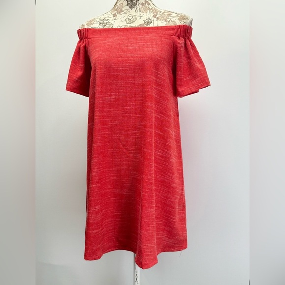 LOVERICHE Red Off-Shoulder Mini shift Dress size S. - Picture 3 of 14